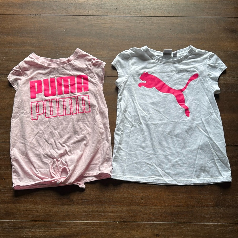 Two (2) Size S (7/8) PUMA GIRLS SHORT SLEEVED cotton tees